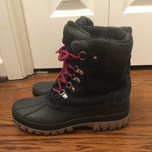 J. Crew Perfect Winter Boot Navy & Grey Plaid